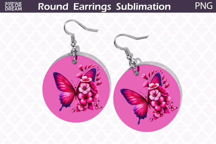Butterfly Round Earrings | Butterfly Floral Round Earrings