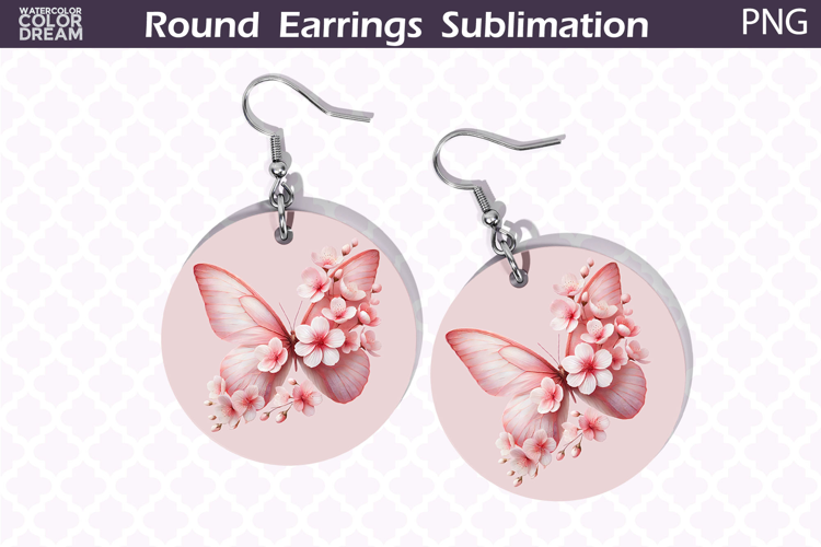 Butterfly Round Earrings | Butterfly Floral Round Earrings