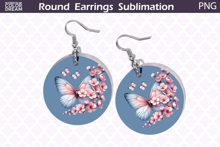 Butterfly Round Earrings | Butterfly Floral Round Earrings