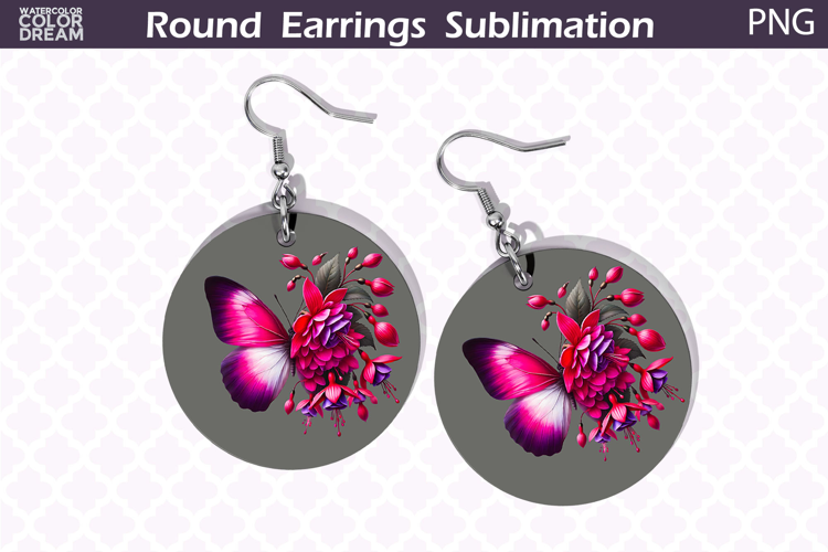 Butterfly Round Earrings | Butterfly Floral Round Earrings