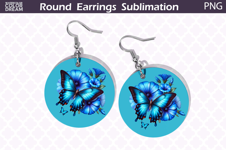 Butterfly Round Earrings | Butterfly Floral Round Earrings
