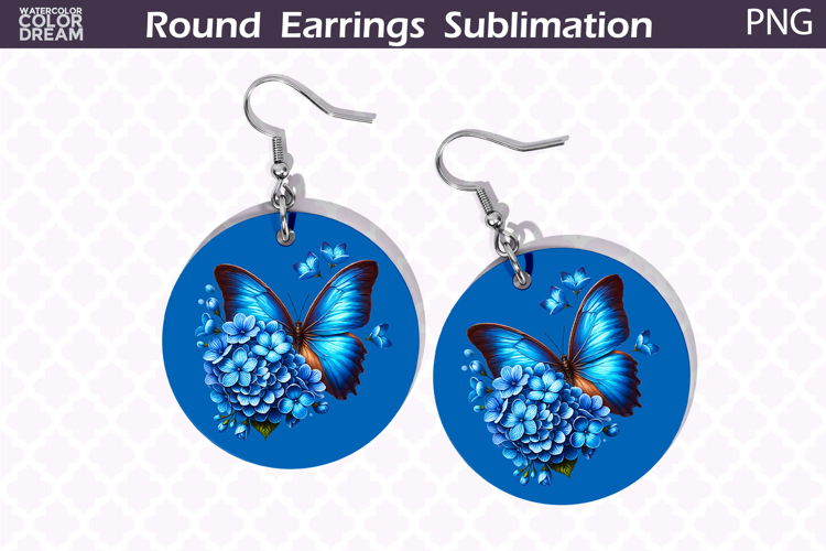 Butterfly Round Earrings | Butterfly Floral Round Earrings