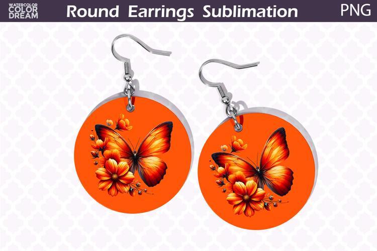 Butterfly Round Earrings | Butterfly Floral Round Earrings