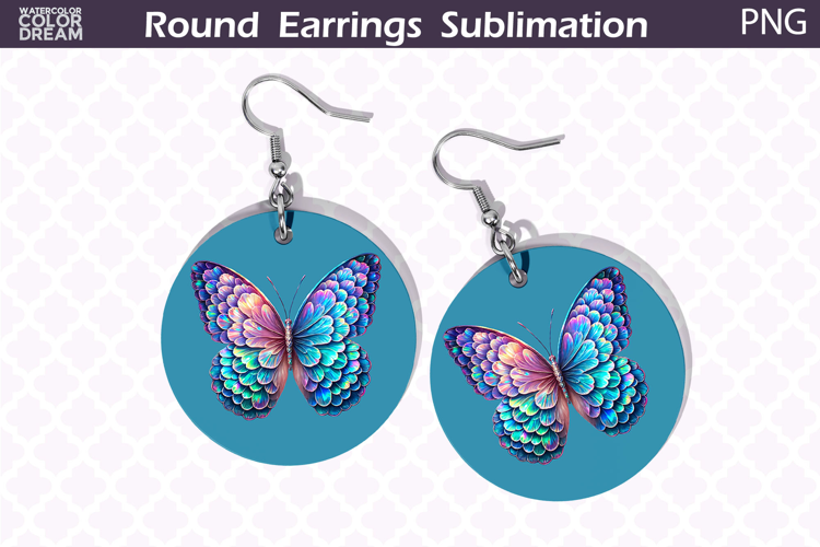 Butterfly Round Earrings | Butterfly Floral Round Earrings