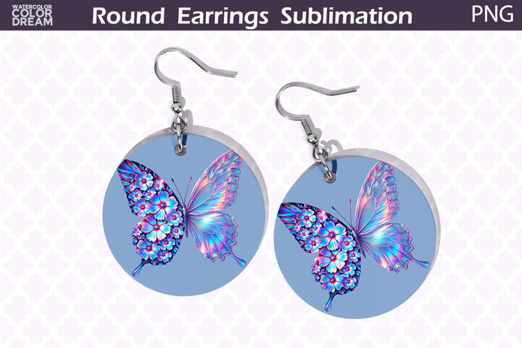 Butterfly Round Earrings | Butterfly Floral Round Earrings