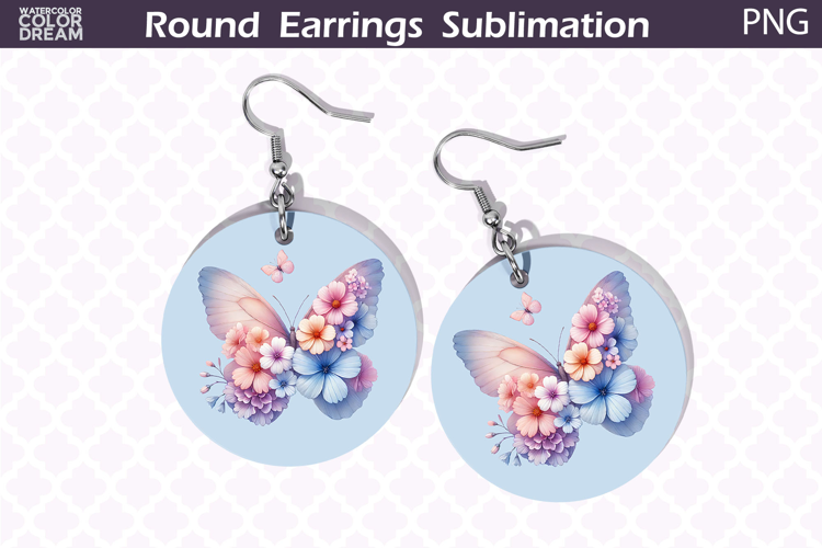 Butterfly Round Earrings | Butterfly Floral Round Earrings