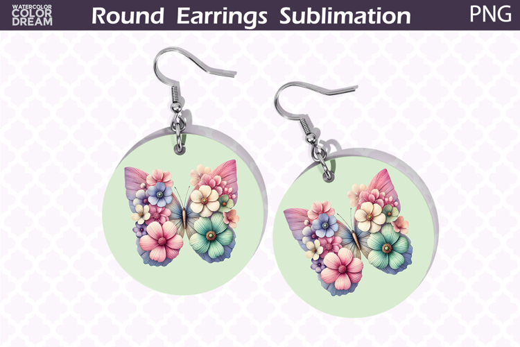 Butterfly Round Earrings | Butterfly Floral Round Earrings