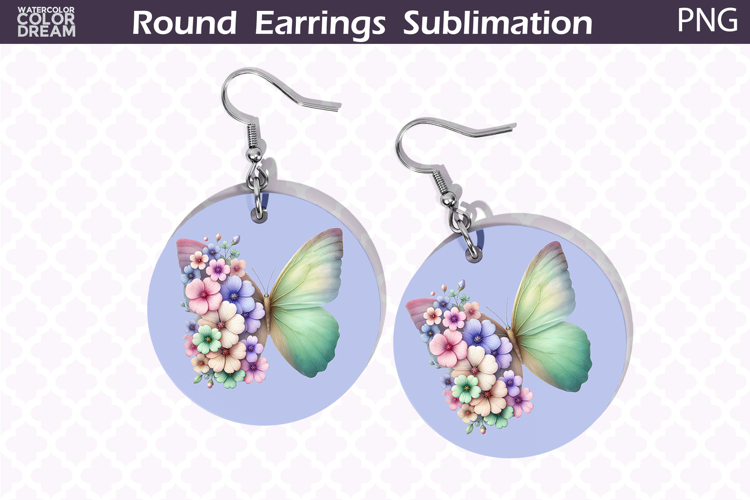 Butterfly Round Earrings | Butterfly Floral Round Earrings