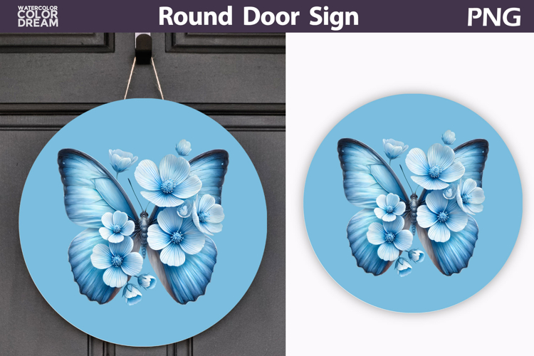Butterfly Floral Round Sign | Butterfly Flowers Sublimation