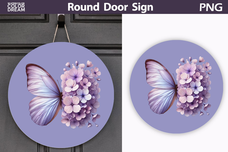 Butterfly Floral Round Sign | Butterfly Flowers Sublimation