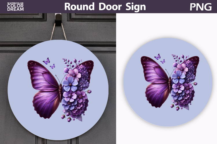 Butterfly Floral Round Sign | Butterfly Flowers Sublimation