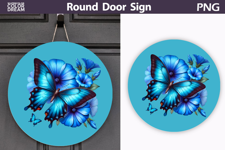 Butterfly Floral Round Sign | Butterfly Flowers Sublimation