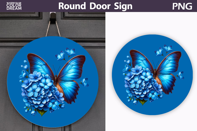 Butterfly Floral Round Sign | Butterfly Flowers Sublimation