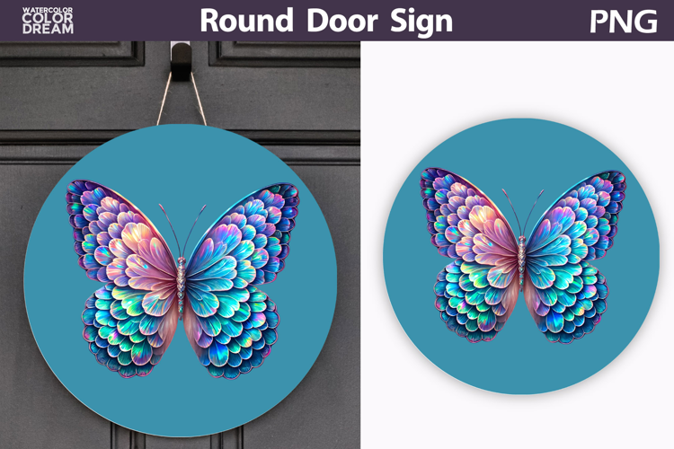 Butterfly Floral Round Sign | Butterfly Flowers Sublimation