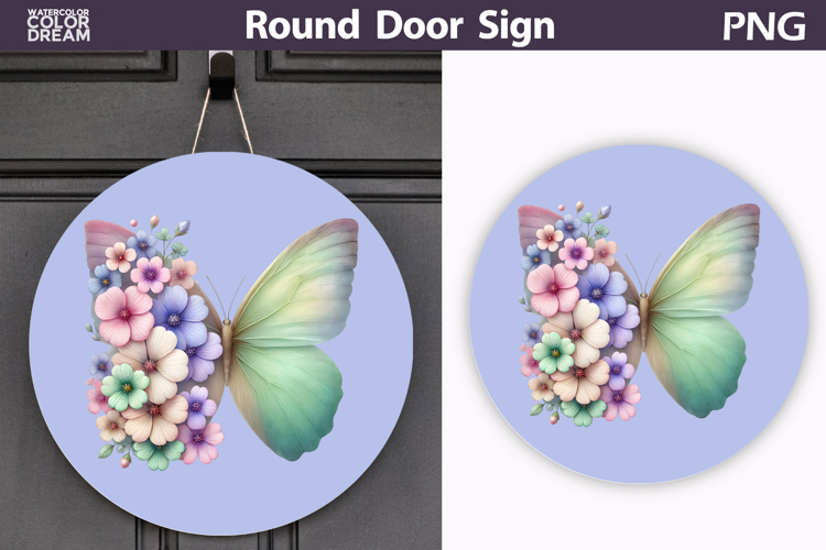 Butterfly Floral Round Sign | Butterfly Flowers Sublimation