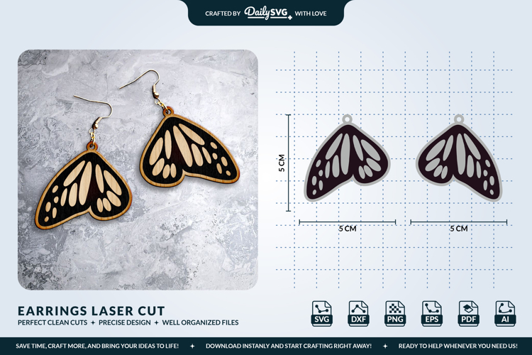 Butterfly Wing Earrings SVG - Laser Cut Jewelry Template
