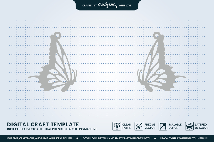 Butterfly Wing Earrings SVG - Laser Cut Jewelry Template