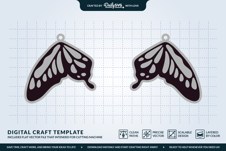 Butterfly Wing Earrings SVG - Laser Cut Jewelry Template