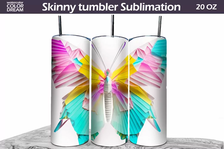 3D Butterfly Tumbler Sublimation | Butterfly Tumbler Wrap