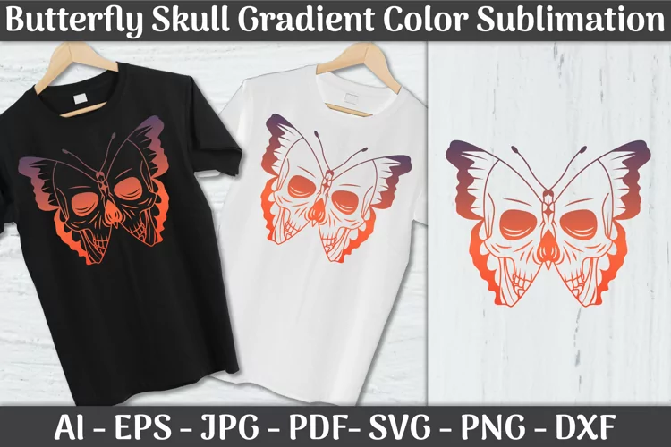 Butterfly Skull Gradient Color Sublimation