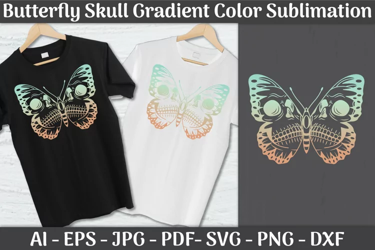 Butterfly Skull Gradient Color Sublimation