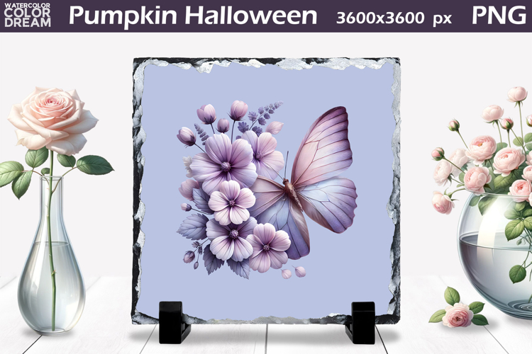 Butterfly Slate Design | Purple Butterfly Floral Sublimation