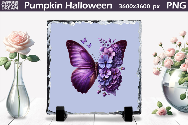 Butterfly Slate Design | Purple Butterfly Floral Sublimation