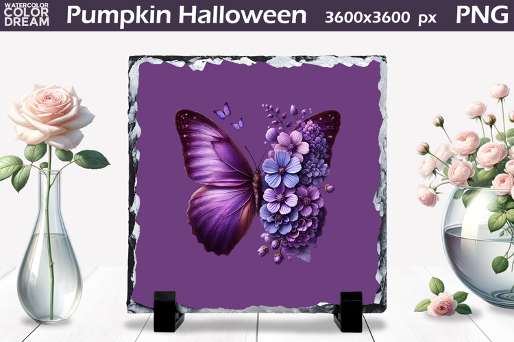 Butterfly Slate Design | Purple Butterfly Floral Sublimation