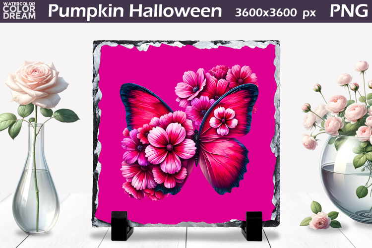 Butterfly Slate Design | Pink Butterfly Floral Sublimation