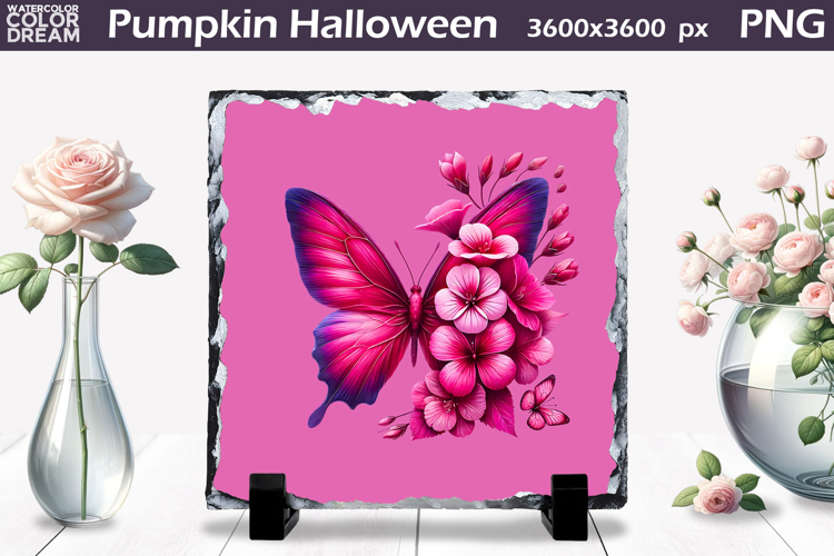 Butterfly Slate Design | Pink Butterfly Floral Sublimation