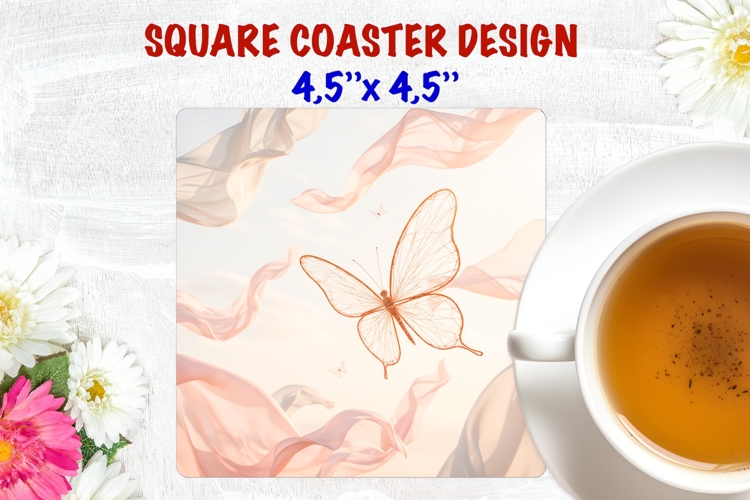 Butterfly square coaster sublimation design