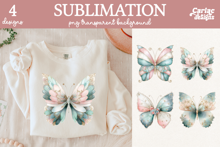 Butterfly Sublimation Bundle, Butterfly Clipart Bundle