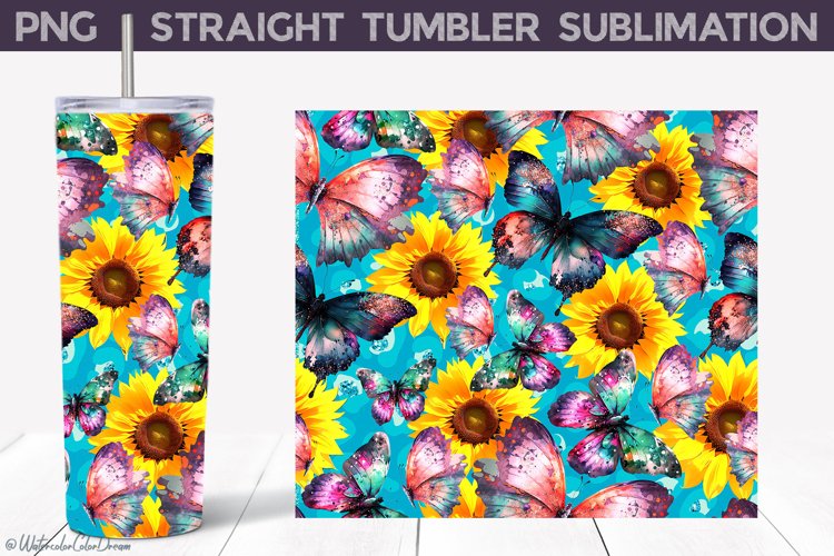 Butterflies And Sunflowers Tumbler | Butterfly Tumbler Wrap