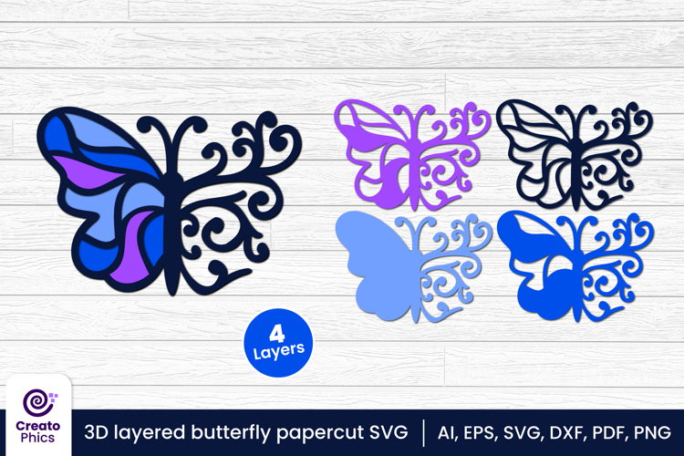 3D layered butterfly papercut file | decorative animal SVG