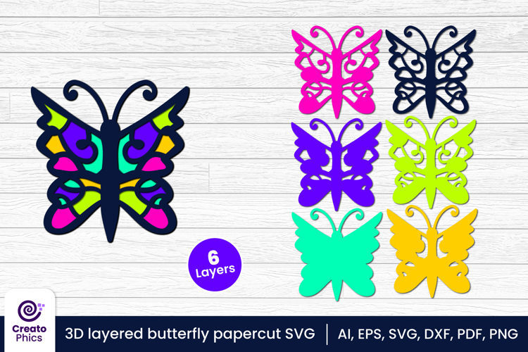 3D layered butterfly papercut file | decorative animal SVG
