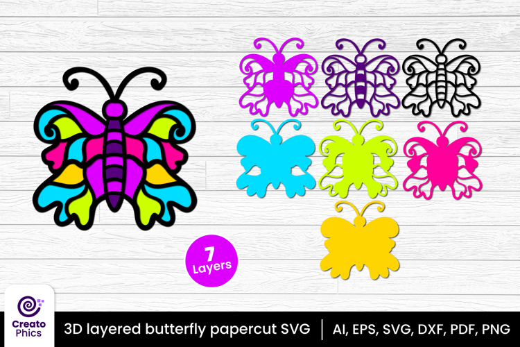 3D layered butterfly papercut file | decorative animal SVG