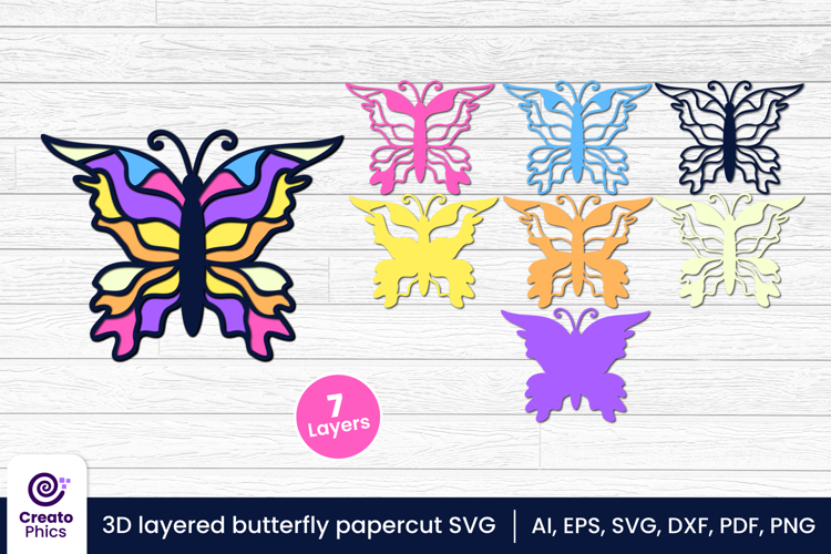 3D layered butterfly papercut file | decorative animal SVG