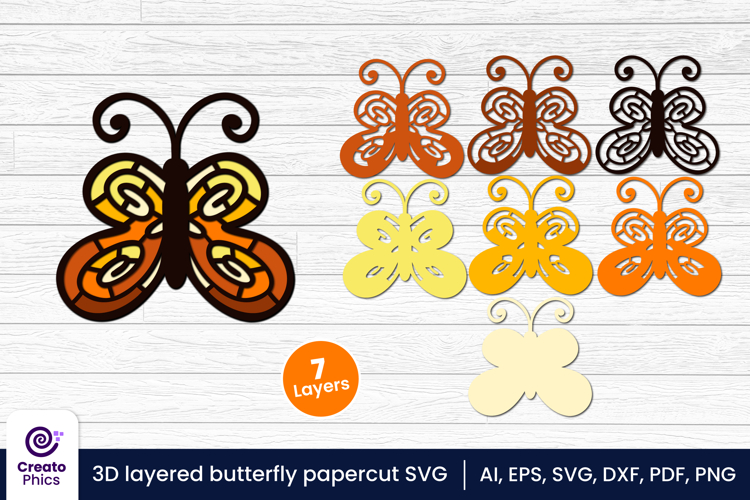 3D layered butterfly papercut file | decorative animal SVG