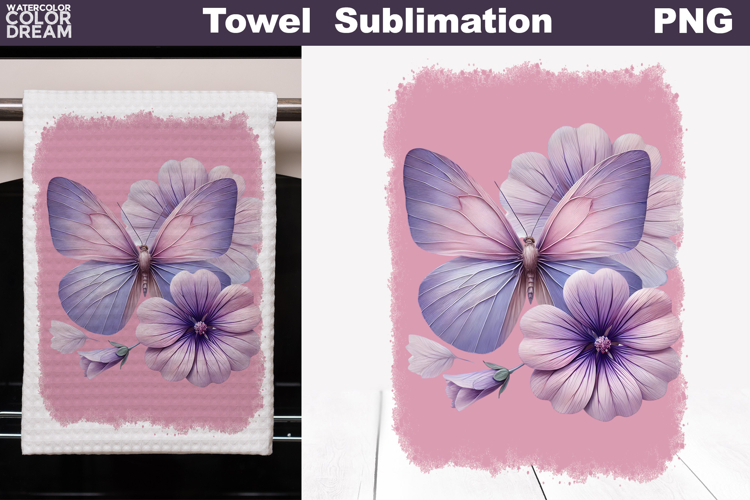 Butterfly Floral Kitchen Towel | Spring Towel Sublimation
