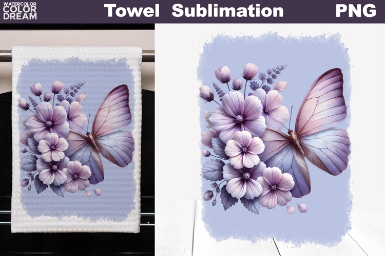 Butterfly Floral Kitchen Towel | Spring Towel Sublimation