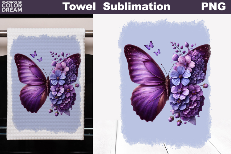 Butterfly Floral Kitchen Towel | Spring Towel Sublimation