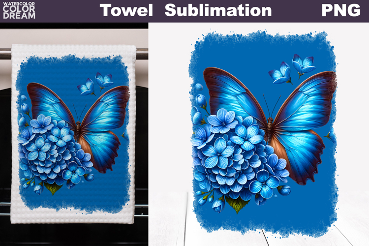 Butterfly Floral Kitchen Towel | Spring Towel Sublimation