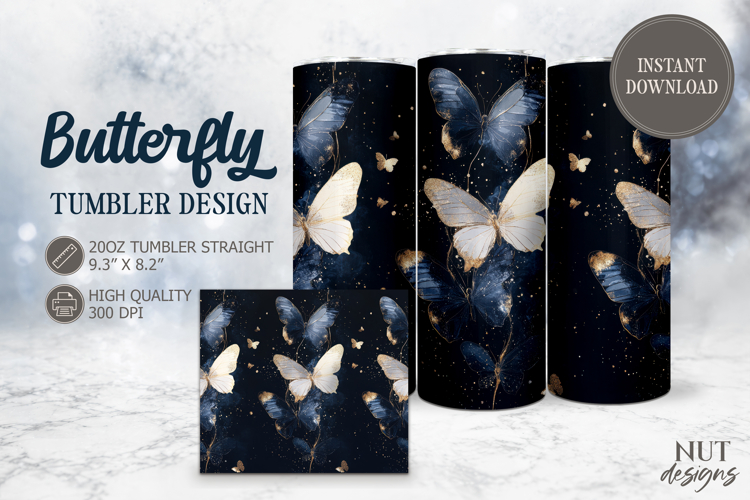 Butterfly Tumbler wrap Golden gothic Butterfly elegant