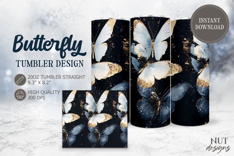 Butterfly Tumbler wrap Golden gothic Butterfly elegant