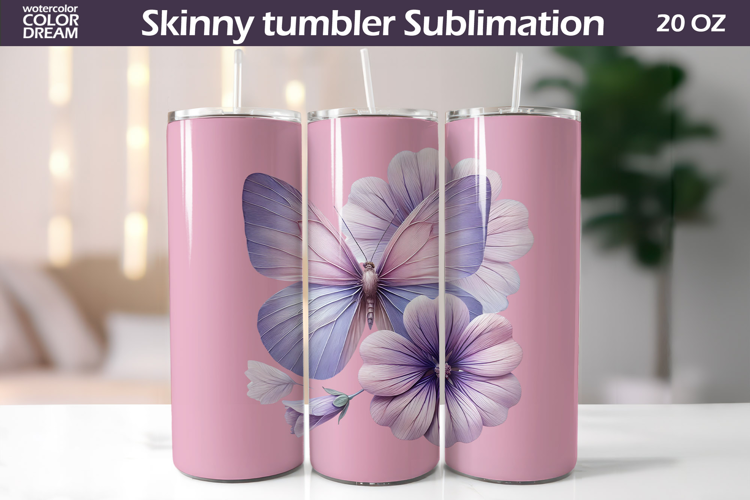 Pastel Butterfly Tumbler Sublimation | Floral Incest Wrap