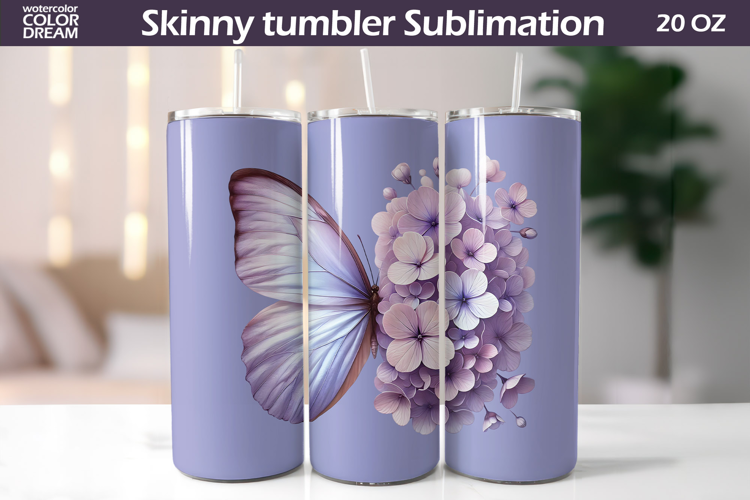 Pastel Butterfly Tumbler Sublimation | Floral Incest Wrap
