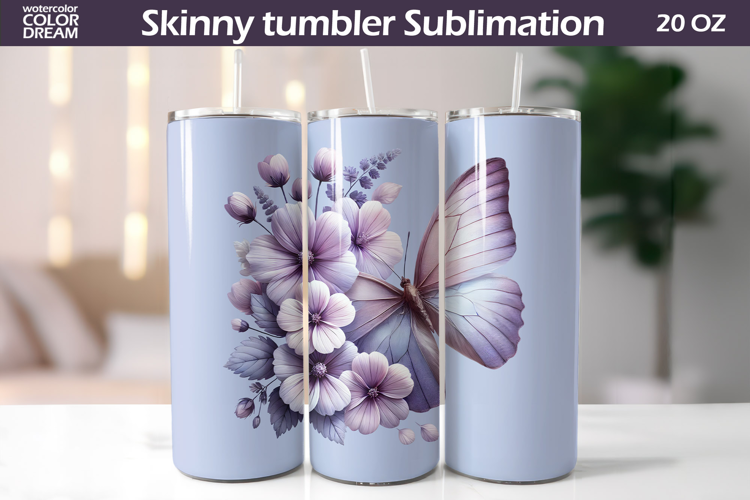 Pastel Butterfly Tumbler Sublimation | Floral Incest Wrap