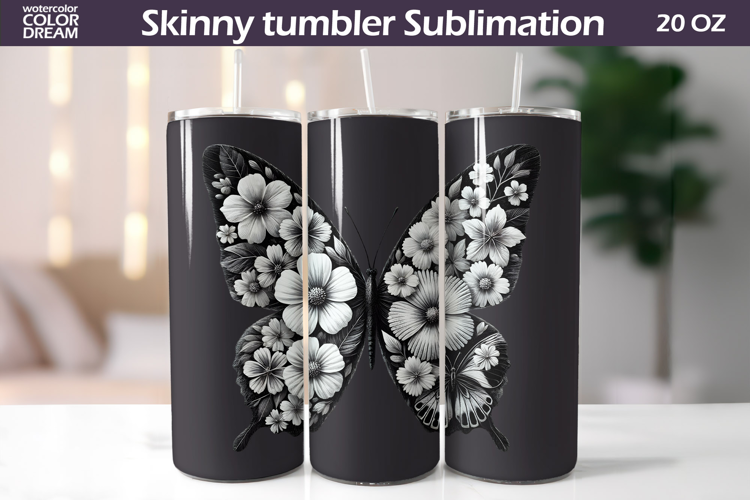 White and Black Butterfly Tumbler | Floral Incest Wrap
