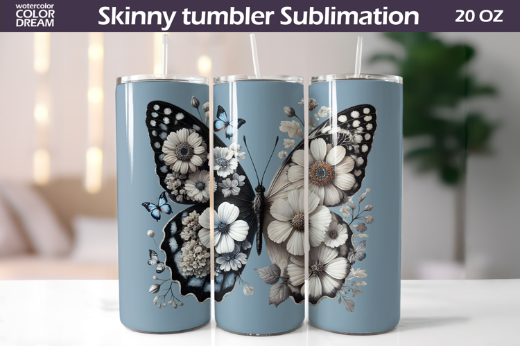 White and Black Butterfly Tumbler | Floral Incest Wrap