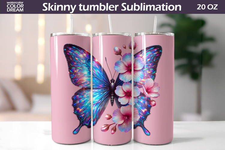 Holographic Butterfly Tumbler | Floral Incest Wrap